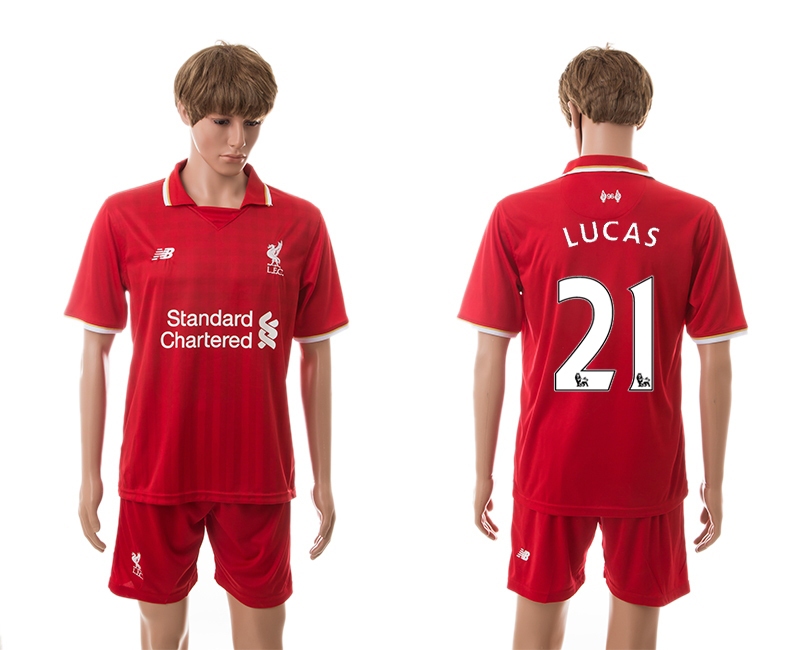 2015-16 Liverpool 21 Lucas Home Jerseys