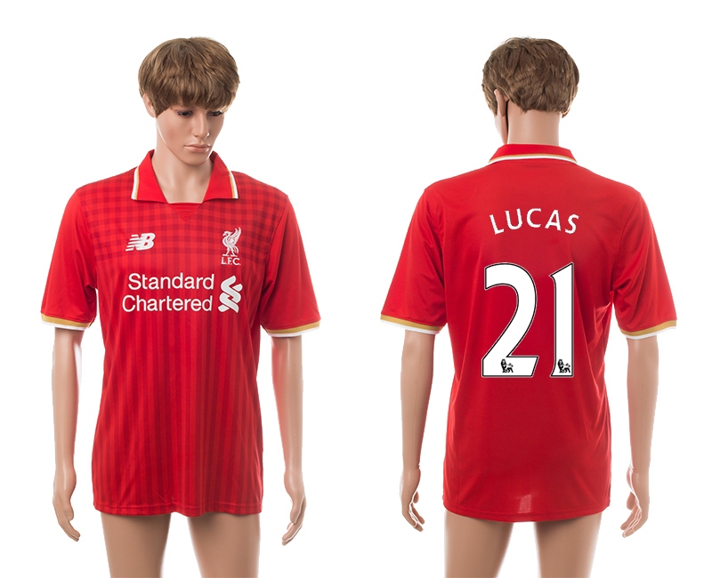 2015-16 Liverpool 21 Lucas Home Thailand Jerseys