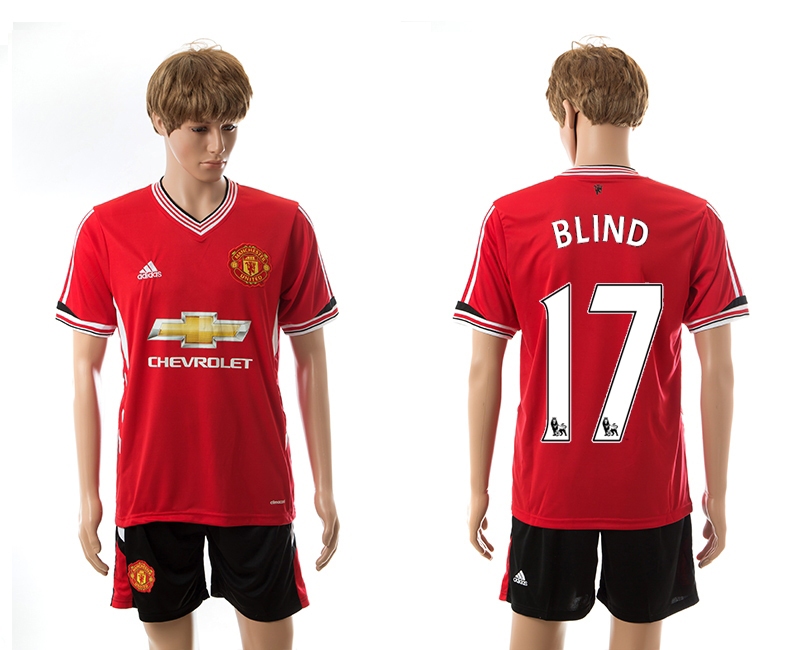 2015-16 Manchester United 17 Blind Home Jerseys