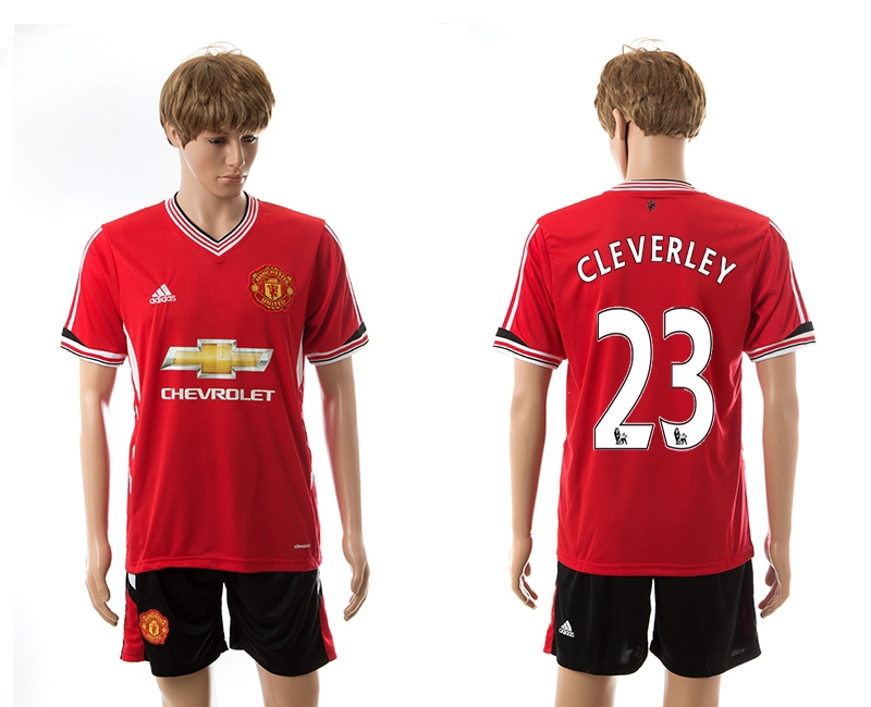 2015-16 Manchester United 23 Cleverley Home Jerseys