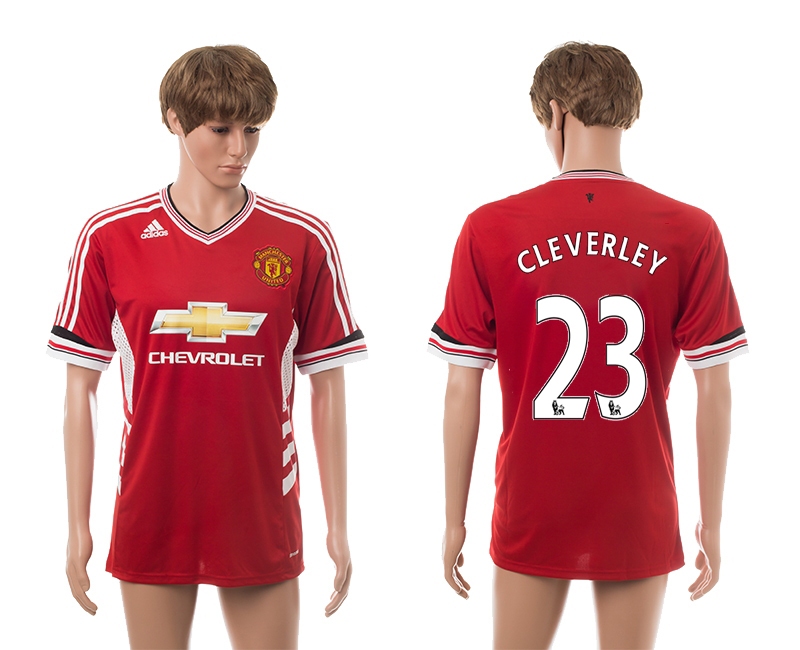 2015-16 Manchester United 23 Cleverley Home Thailand Jerseys