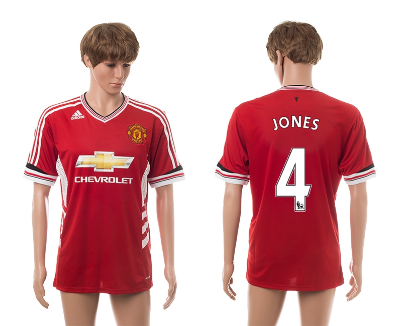 2015-16 Manchester United 4 Jones Home Thailand Jerseys