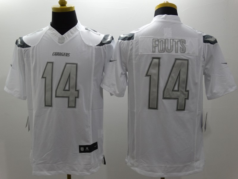 Nike Chargers 14 Fouts White Platinum Limited Jerseys