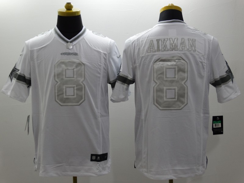 Nike Cowboys 8 Aikman White Platinum Limited Jerseys