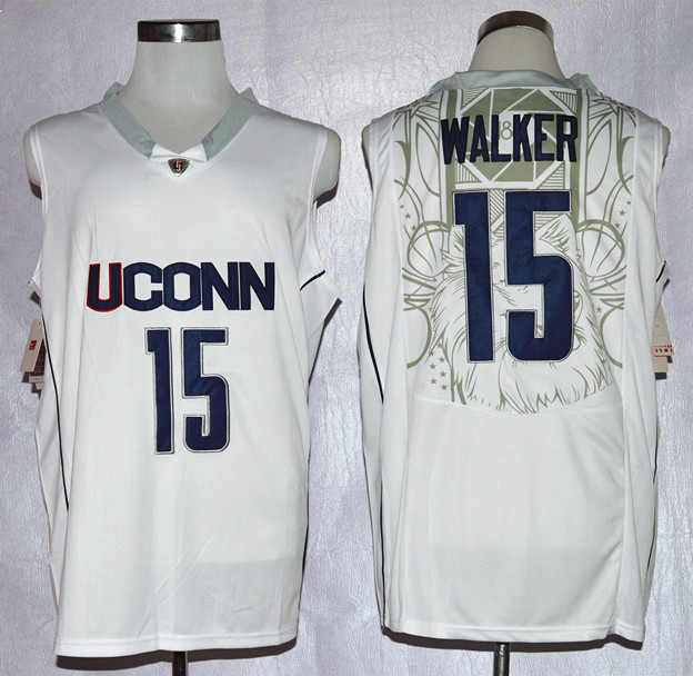 UConn Huskies 15 Kemba Walker White College Jersey