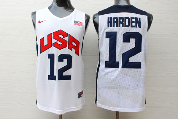 USA 12 Harden White 2012 Dream Team Jersey