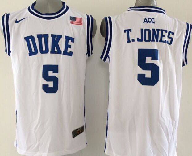 Duke Blue Devils 5 T.Jones White College Jersey Duke Blue Devils 5 T.Jones White College Jersey