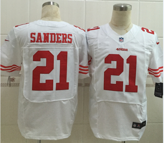 Nike 49ers 21 Deion Sanders White Elite Jersey - Click Image to Close