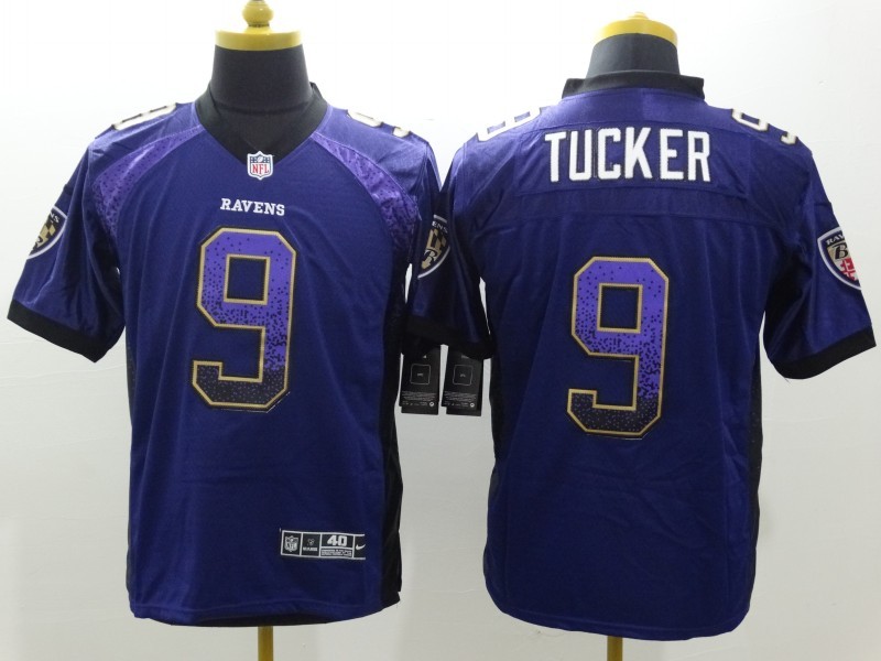 Nike Ravens 9 Justin Tucker Purple Drift Fashion Elite Jersey