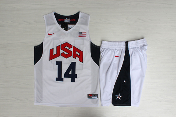 USA 14 Anthony Davis White 2012 Dream Team Jersey(With Shorts)