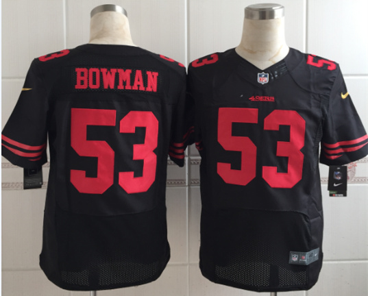 Nike 49ers 53 NaVorro Bowman Black Elite Jersey - Click Image to Close