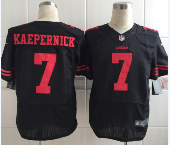 Nike 49ers 7 Colin Kaepernick Black Elite Jersey