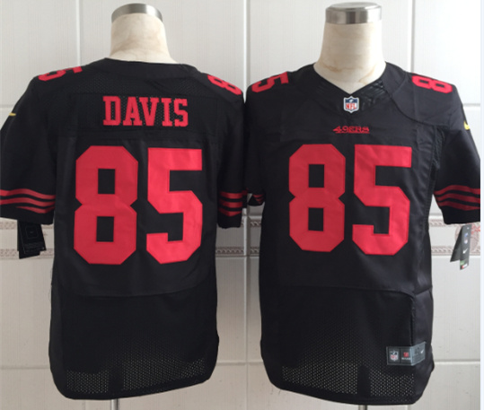 Nike 49ers 85 Vernon Davis Black Elite Jersey