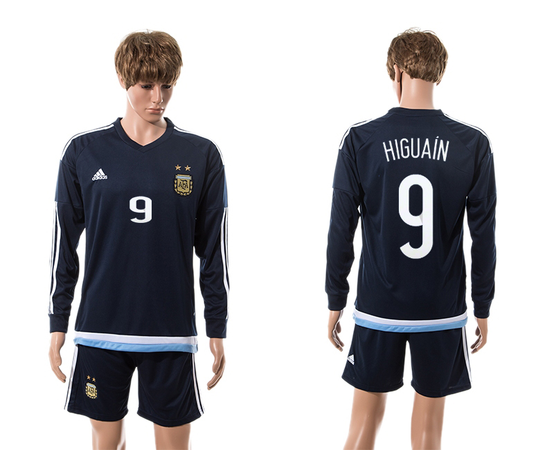 2015-16 Argentina 9 Higuain Away Long Sleeve Jersey