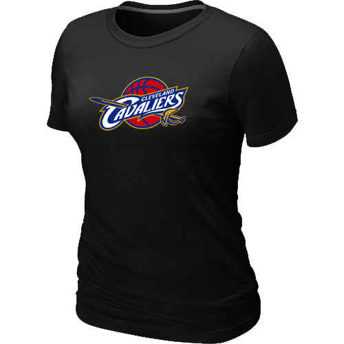 Cleveland Cavaliers Big & Tall Primary Logo Black Women T Shirt - Click Image to Close