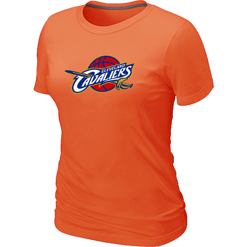 Cleveland Cavaliers Big & Tall Primary Logo Orange Women T Shirt - Click Image to Close