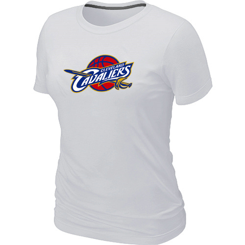 Cleveland Cavaliers Big & Tall Primary Logo White Women T Shirt - Click Image to Close
