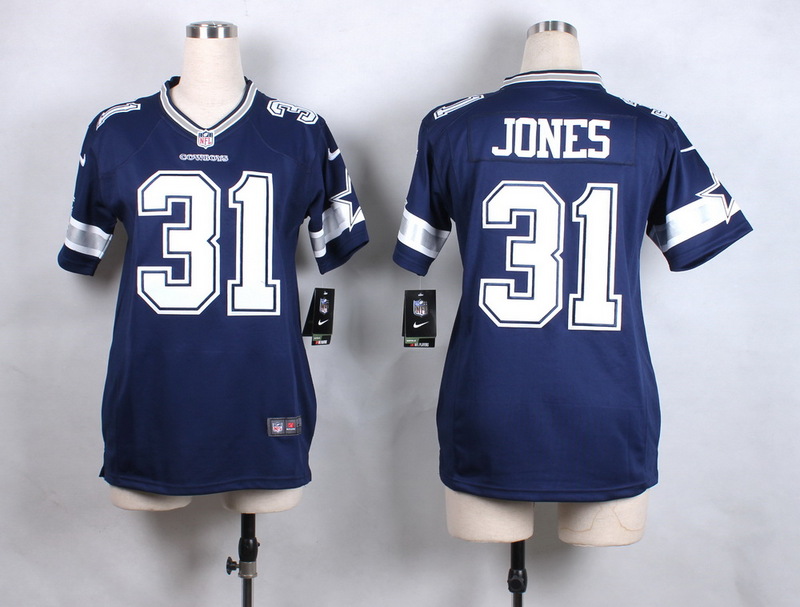 Nike Cowboys 31 Byron Jones Blue Women Game Jersey