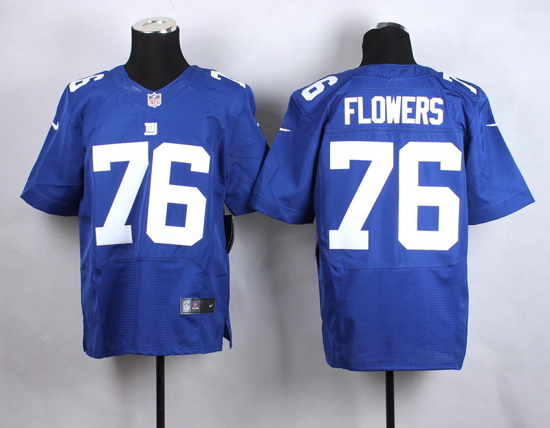 Nike Giants 76 Ereck Flowers Blue Elite Jersey