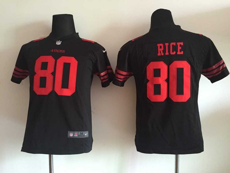 Nike 49ers 80 Rice Black Youth Game Jersey