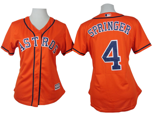 Astros 4 Springer Orange Women Jersey