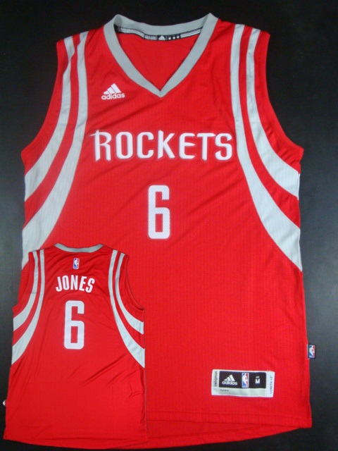 Rockets 6 Jones Red Hot Printed New Rev 30 Jersey