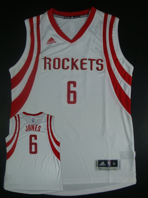 Rockets 6 Jones White Hot Printed New Rev 30 Jersey