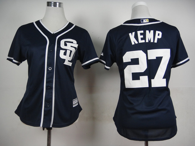 Padres 27 Kemp Dark Blue Women Jersey