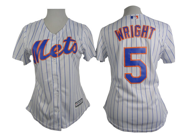 Mets 5 Wright White Women Jersey