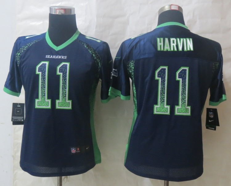 Nike Seahawks 11 Harvin Blue Women Elite Drift Jersey - Click Image to Close