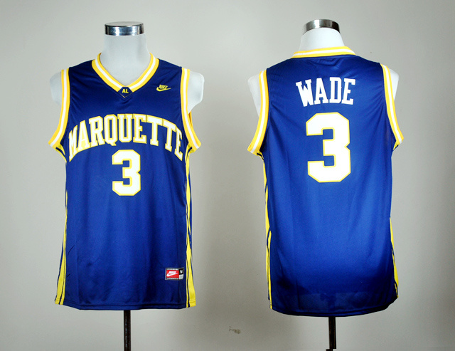 Marquette Golden Eagles 3 Dwyane Wade Blue College Basketball Jerseys