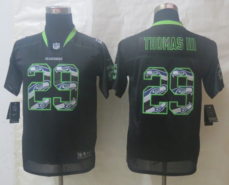 Nike Seahawks 29 Thomas III Lights Out Black Stitched Elite Youth Jerseys