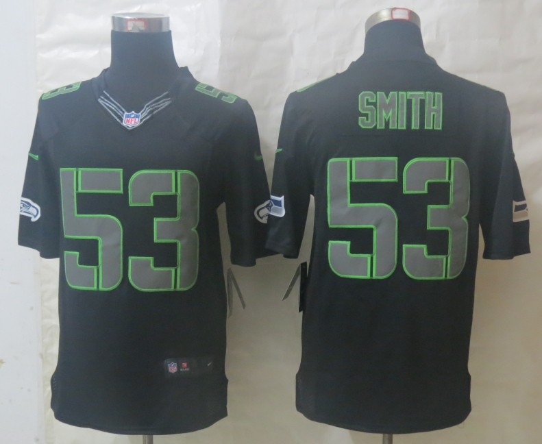 Nike Seahawks 53 Smith Impact Limited Black Jerseys
