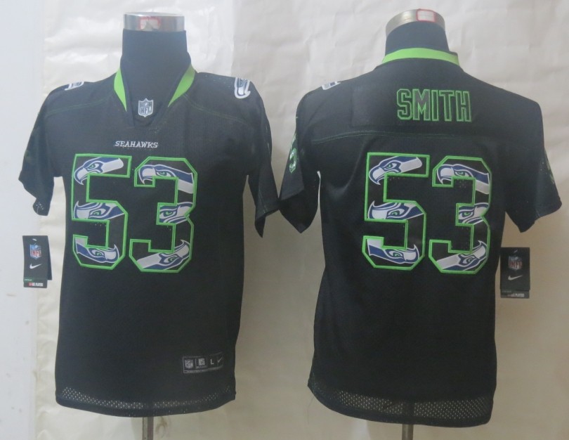 Nike Seahawks 53 Smith Lights Out Black Stitched Elite Youth Jerseys