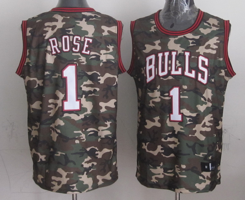 Bulls 1 Rose Swingman Camouflage Jerseys
