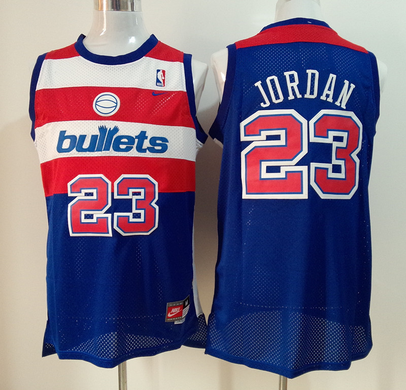 Bullets 23 Jordan Blue Throwback Jerseys