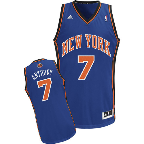 Knicks 7 Anthony Blue New Revolution 30 Jerseys(V Neck) - Click Image to Close