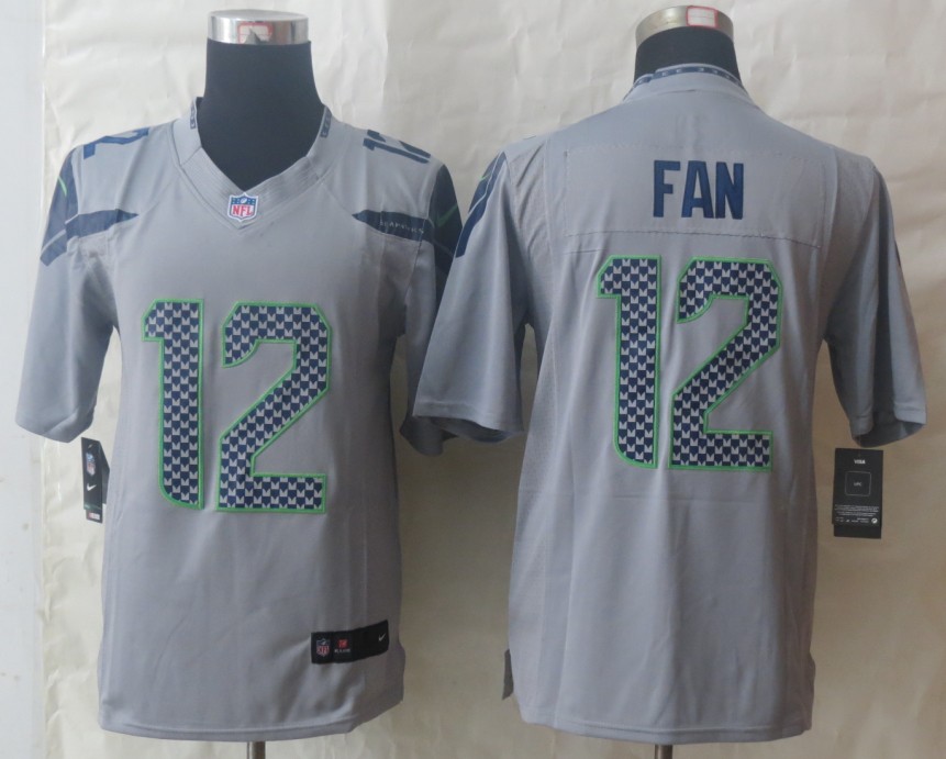Nike Seahawks 12 Fan Grey Limited Jerseys