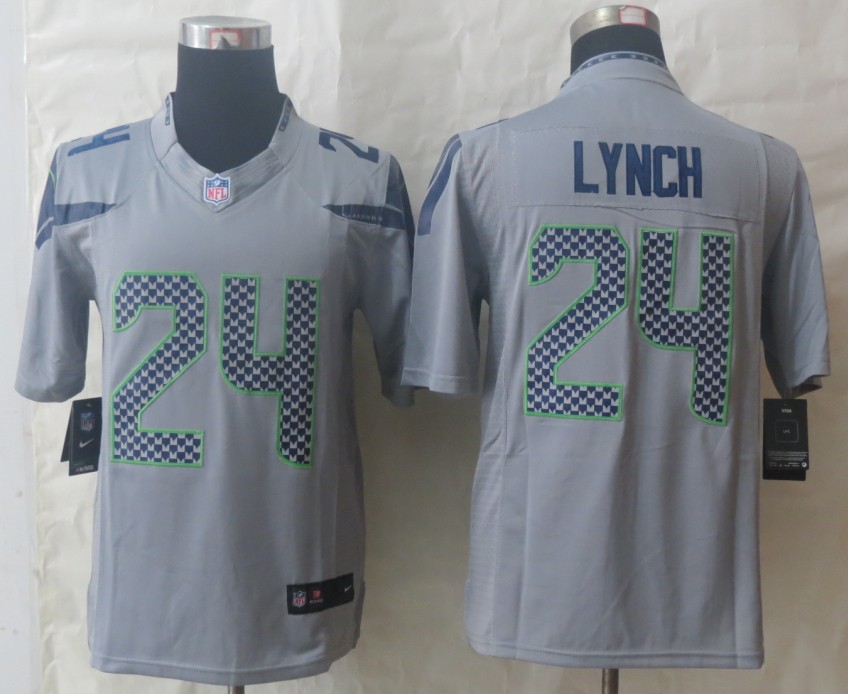 Nike Seahawks 24 Lynch Grey Limited Jerseys
