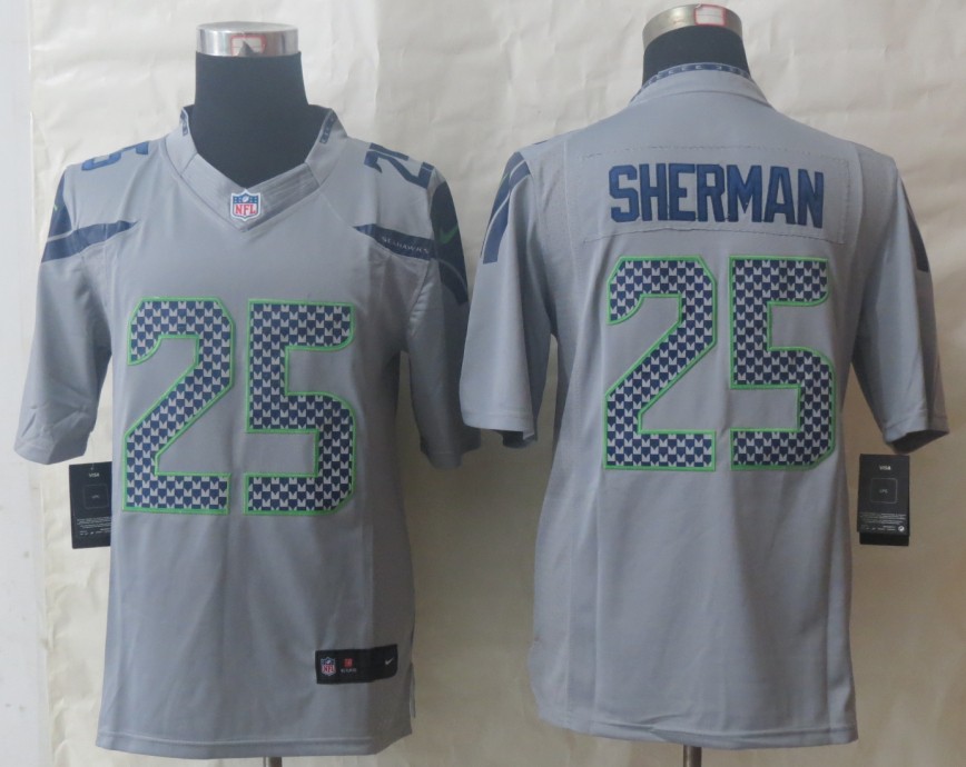 Nike Seahawks 25 Sherman Grey Limited Jerseys