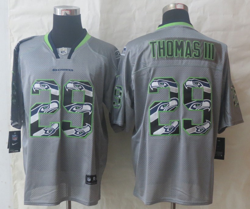 Nike Seahawks 29 Thomas III New Lights Out Grey Elite Jerseys - Click Image to Close