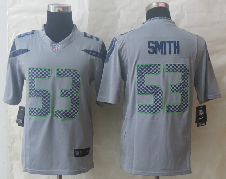 Nike Seahawks 53 Smith Grey Limited Jerseys
