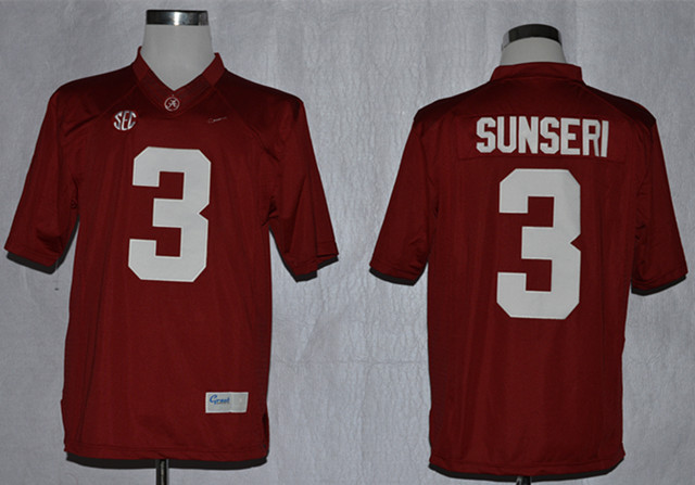 Alabama Crimson Tide 3 Sunseri Red College Jerseys