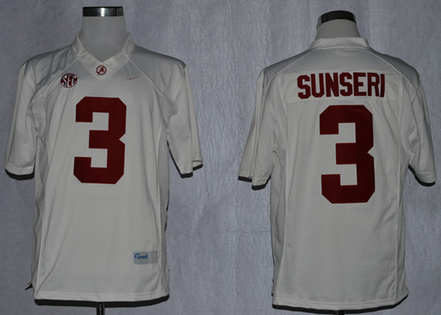 Alabama Crimson Tide 3 Sunseri White College Jerseys