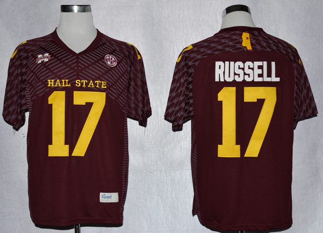 Mississippi State Bulldogs 17 Tyler Russell Red Jersey