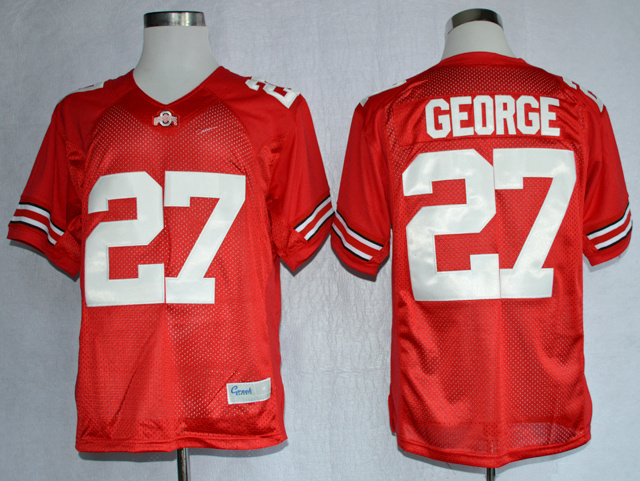 Ohio State Buckeyes 27 George Red Authentic College Football Jerseys