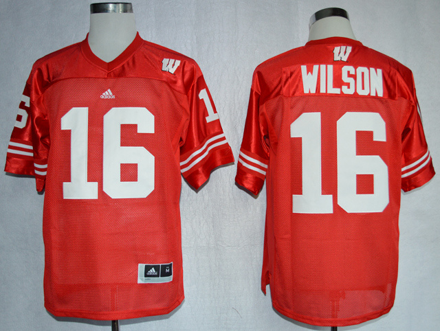 Wisconsin Badgers 16 Russell Wilson Red Jersey