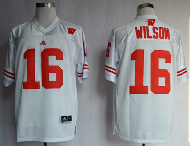 Wisconsin Badgers 16 Russell Wilson White Jersey