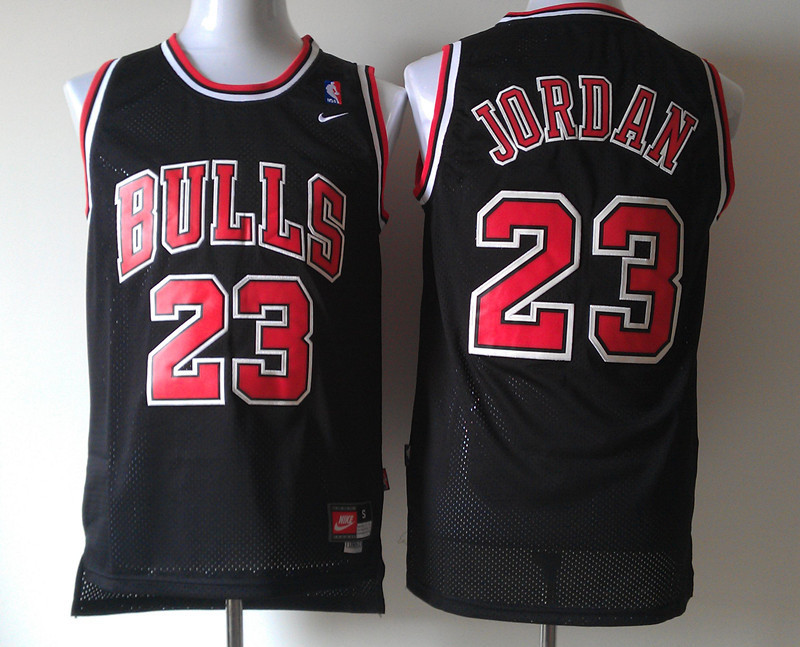 Bulls 23 Jordan Black Throwback Jerseys