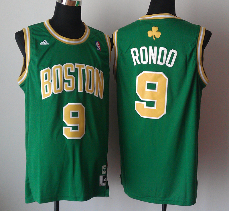 Celtics 9 Rondo Green New Revolution 30 Jerseys Gold Number - Click Image to Close